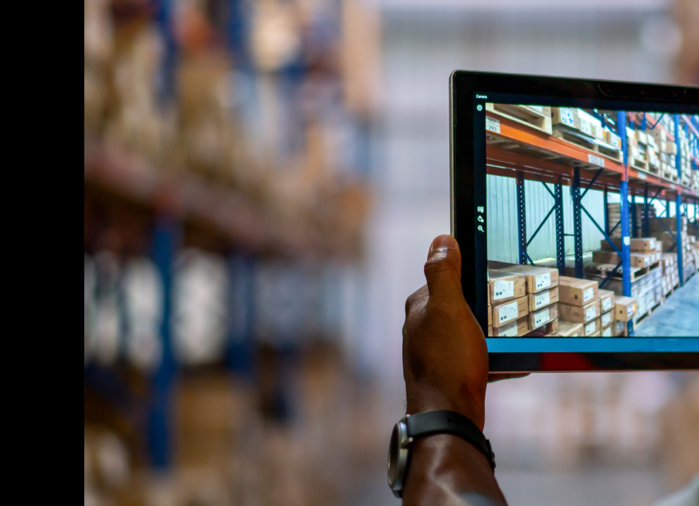 Warehouse inventory image on a tablet